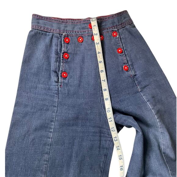 Vintage THERMO-JAC Bell Bottom Pants Full Button Front Light Wash Size 5 Groovy - Picture 5 of 13